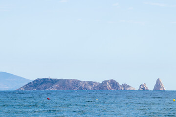 Medes Islands from the beach of Pals on a summer day