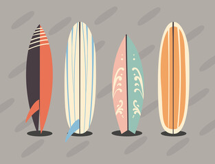 four surfboard items