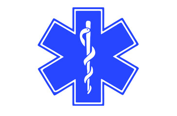 Symbol of Emergency, Paramedic. Star of Life emblem isolated on white background.
Vector Flat, EPS 10. - obrazy, fototapety, plakaty