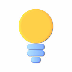 3d cartoon style minimal yellow light bulb icon. Idea, solution, business, strategy concept.
