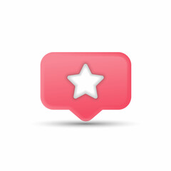 Message notification icon. Cloud new message realistic 3d design. Dialog, Chat Speech Bubble with a star. Clicks the arrow cursor on dialogue. illustration
