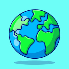 Cartoon Globe with colored hand drawn doodle style