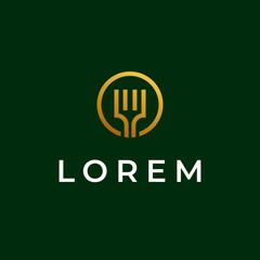Luxury and High Class Fork for High Quality Restaurant Food Logo Ideas