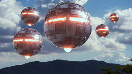 3d render. UFO spaceship concept © Miguel Aguirre