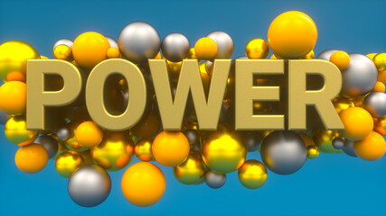 3D Render. Power text and abstract background