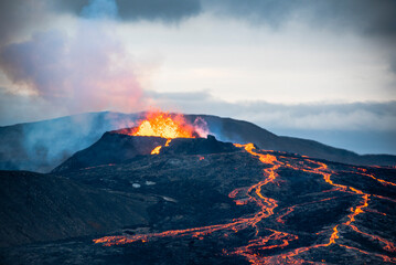 2021 08 19 Fagradalsfjall volcano and lava 36 - obrazy, fototapety, plakaty