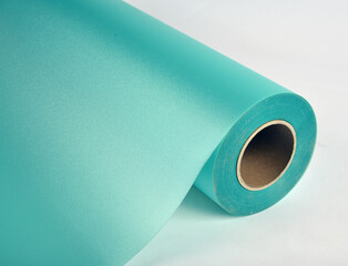 A roll of green pattern frosted glass film material