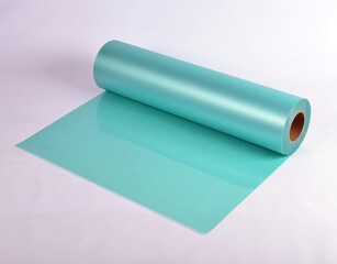 A roll of green pattern frosted glass film material