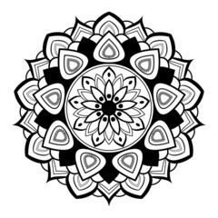 Creative black simple mandala design With white background