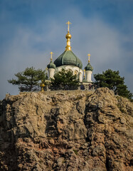 Beautiful hilltop chapel on the way to Crimea in Ukraine