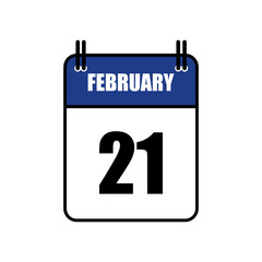 February 21 Calendar Icon Vector Illustration . Date , Day Of Mouth