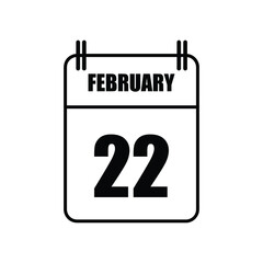 Outline February 22 Calendar Icon Vector Illustration . Date , Day Of Mouth