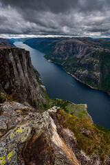 Fototapeta na wymiar Eagle head viewpoint near Kjeragbolten Lysebotn Norway