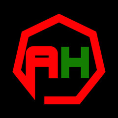 Red and Green AH Letter Logo Design. Creative Icon Modern Letters Vector Logo With Background.