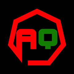Red and Green AQ Letter Logo Design. Creative Icon Modern Letters Vector Logo With Background.