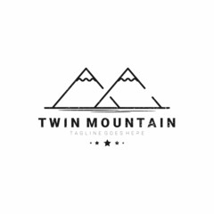 Twin mountain logo design inspiration. Mountain outline logo template. Vector Illustration