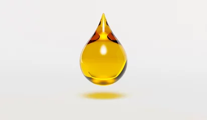 Fotobehang yellow drop of fuel or oil isolated on white background, source or template, 3d rendering © Vladislav