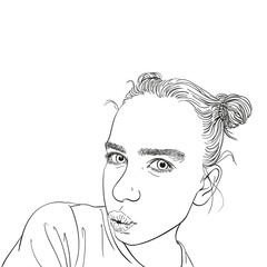 girl portrait teenage vector sketch