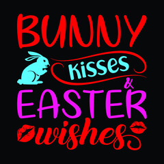 Bunny kisses easter wishes, cute bunny with hearts. Good for T shirt print, baby room decor, greeting card, textile print and gifts design.
