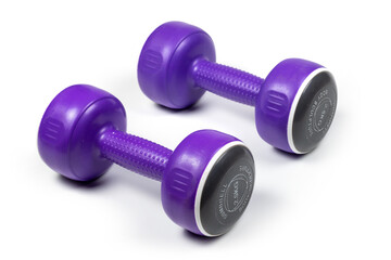 Purple drumbells isolated on white background