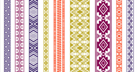 Embroidery ribbon vector patterns, lace seamless border, fashion edge stripes.