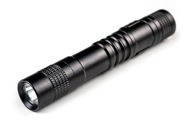 black small led flashligt isolated on a white background