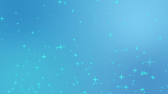 Lots of shining stars moving up in light blue background (seamless loop)