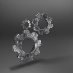 Three metal gears 3d illustration