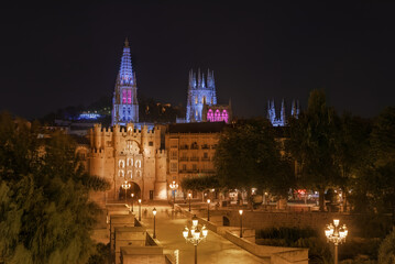 Burgos Cathedral Illuminated at Night, Spain
