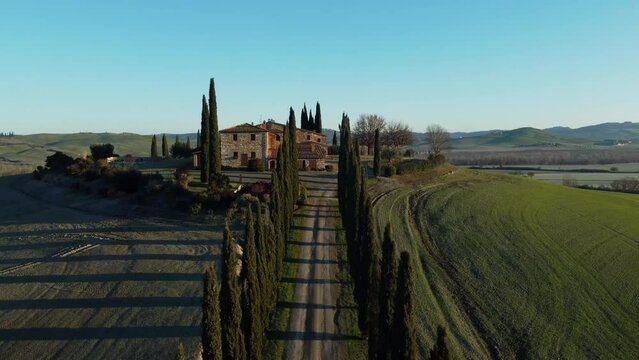 Drone  - Italy, Tuscany - Sunrise - Winter mood_2 (4K)