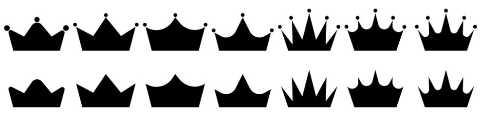 Crown icon set. Crown sign collection. Royal crown icons collection set. Big collection crowns