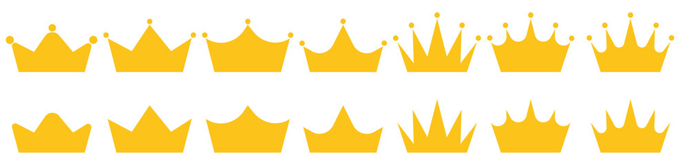 Crown icon set. Crown sign collection. Royal crown icons collection set. Big collection crowns