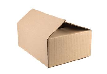 open cardboard box isolated on white background