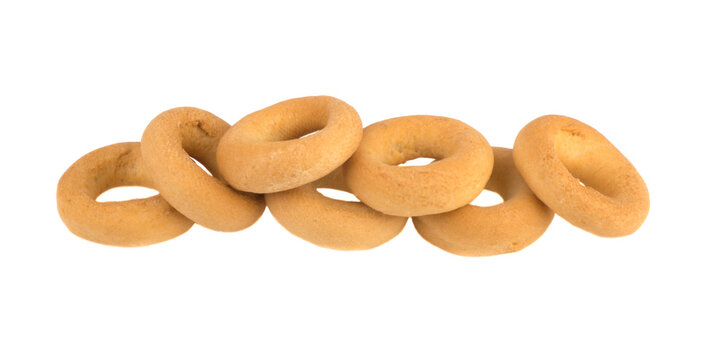 bread ring or baranka dried bagels isolated on white background