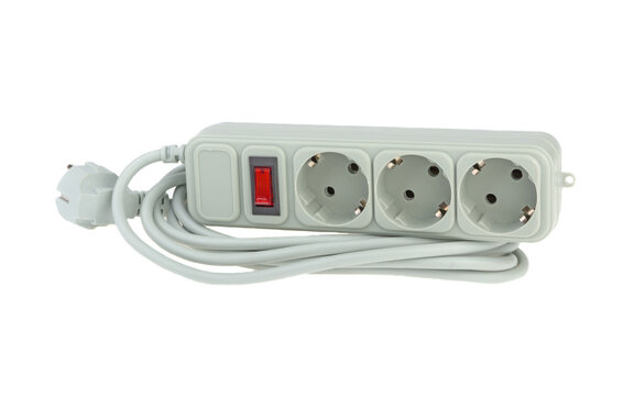 Electrical extension cord isolated on white background.
