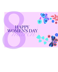 happy women's day vector illustration, international celebration women's day 8 march. Women's day banner. 8 march holiday background with tulips. 