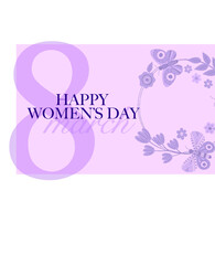 happy women's day vector illustration, international celebration women's day 8 march. Women's day banner. 8 march holiday background with tulips. 