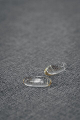 Vitamins and dietary supplements close-up. Macrophoto of capsules. Vitamins on the table.
