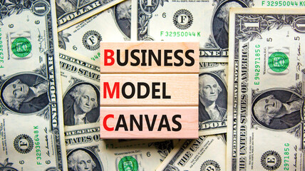 BMC business model canvas symbol. Concept words BMC business model canvas on wooden blocks on a...