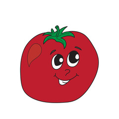Obraz premium Cute and funny tomato vector illustration. Editable vector vegetable. Funny vegetable character isolated on white