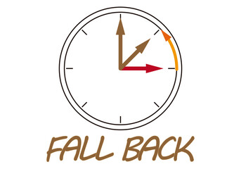 Icono de reloj de cambio de hora al horario de otoño.