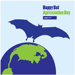 Vector Happy Bat Appreciation Day blue illustration