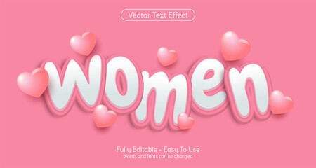 Three dimension text Women, editable style effect template suitable for women's day