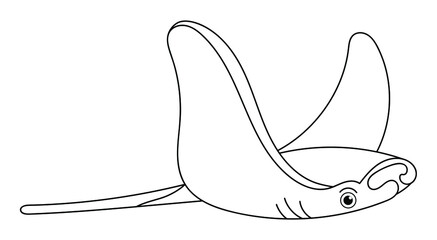 Vector hand drawn doodle sketch skate fish devil fish isolated on white background