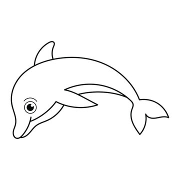 recommend clip art: Coloring pages. Marine wild animals. Little cute baby dolphin smiles.