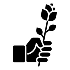 Flower In Hand Surprise Gift  Flat Icon Isolated On White Background