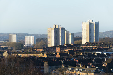 Obraz premium High rise council flat in deprived poor housing estate in Glasgow