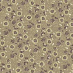 Monochrome retro background for scrapbooking, postcards, packaging, wrappers. Watercolor flowers. Floral ornament.