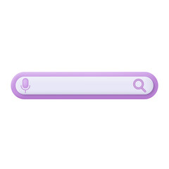 3d purple color cartoon style search bar. Vector
