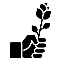 Flower In Hand Surprise Gift  Flat Icon Isolated On White Background